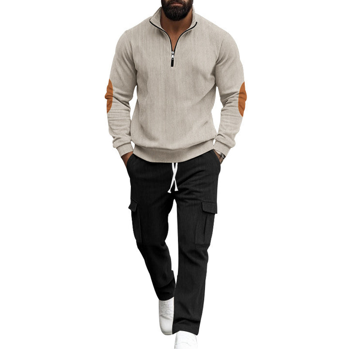 Herren sportlicher Fleece-Pullover mit Reißverschluss und Cargo-Hose Echoarchiv