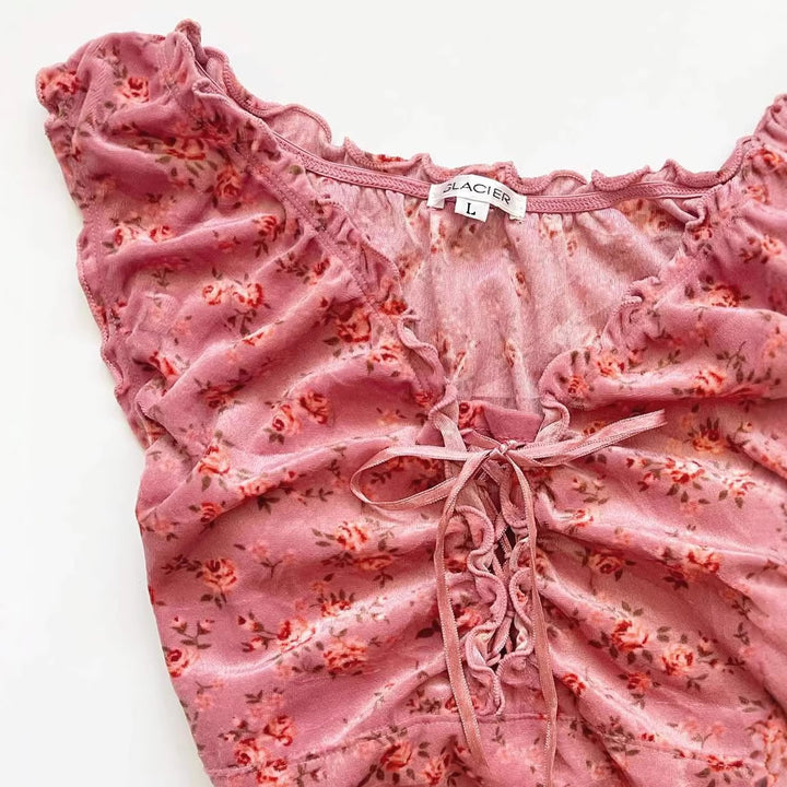 Damen Spitzenshirt mit Raffung und floralem Muster Echo Archiv