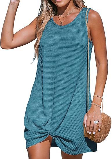 Damen lässiges Sommerkleid aus strukturierter Baumwolle mit verspieltem Knoten Echo Archiv