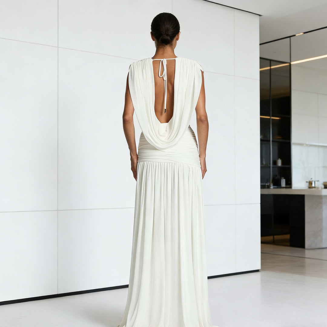 Damen Elegantes Wickelkleid mit tiefem V-Ausschnitt und seitlichem Schlitz Echo Archiv