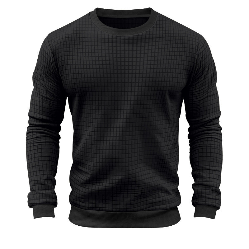 Herren stylischer Rundhals-Pullover mit modernem quadratischem Muster Echoarchiv