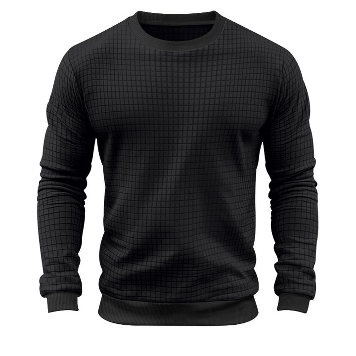 Herren stylischer Rundhals-Pullover mit modernem quadratischem Muster Echoarchiv