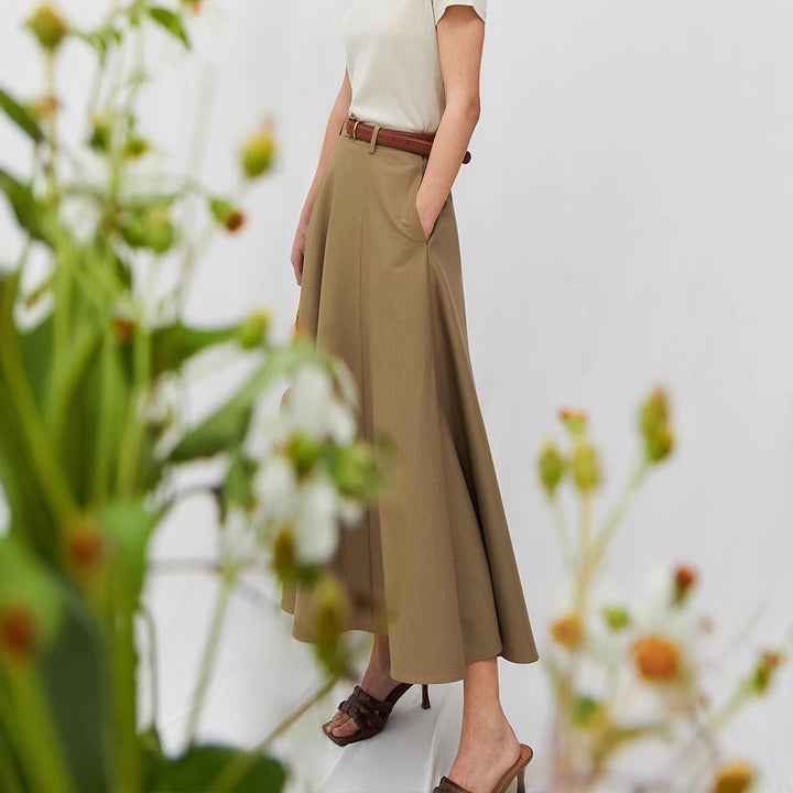 Damen Eleganter Maxirock mit Weit geschnittenem Design Echoarchiv
