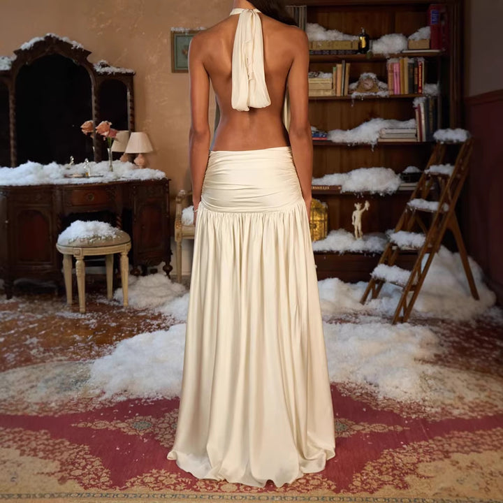 Damen Elegantes Maxikleid mit schulterfreiem Design und Rüschendetails Echo Archiv