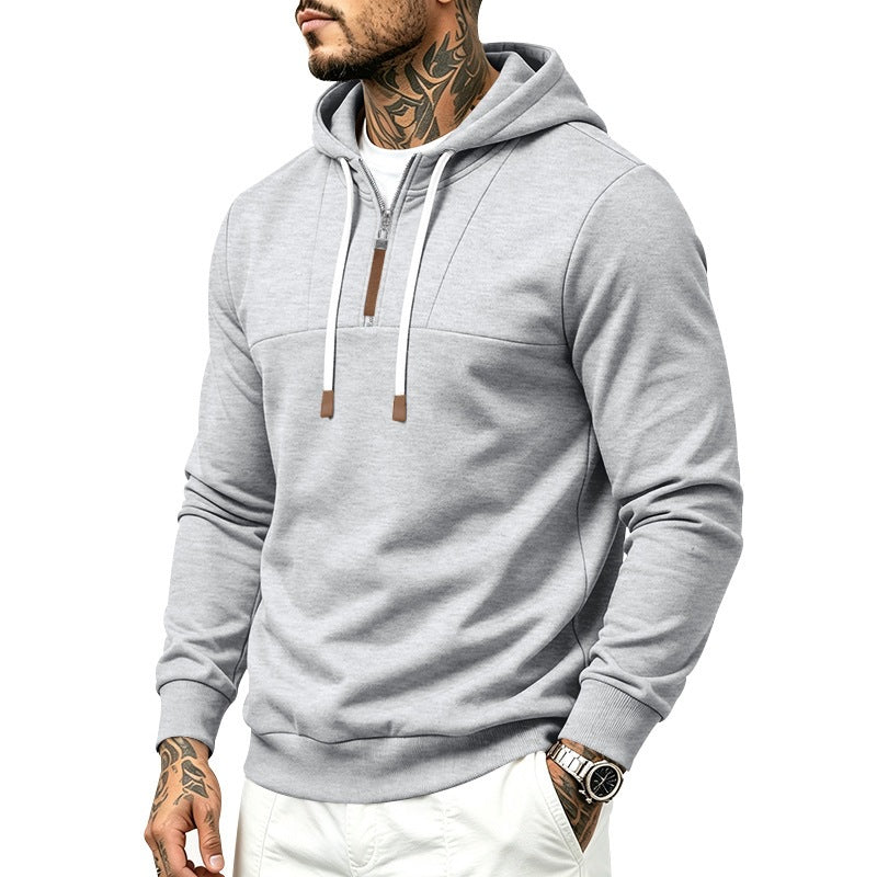 Herren Moderner Halbzip-Hoodie aus French Terry mit Zierriegel und Kordelzug Echoarchiv