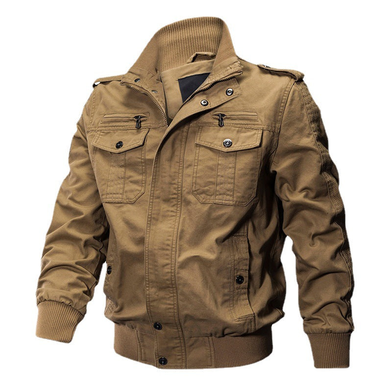 Herren Utility-Pilotblouson aus Canvas mit Schulterklappen, Reißverschluss-Brusttaschen und geripptem Bund Echo Archiv