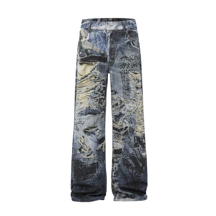 Herren Modische Weit geschnittene Destroyed Jeans Echoarchiv