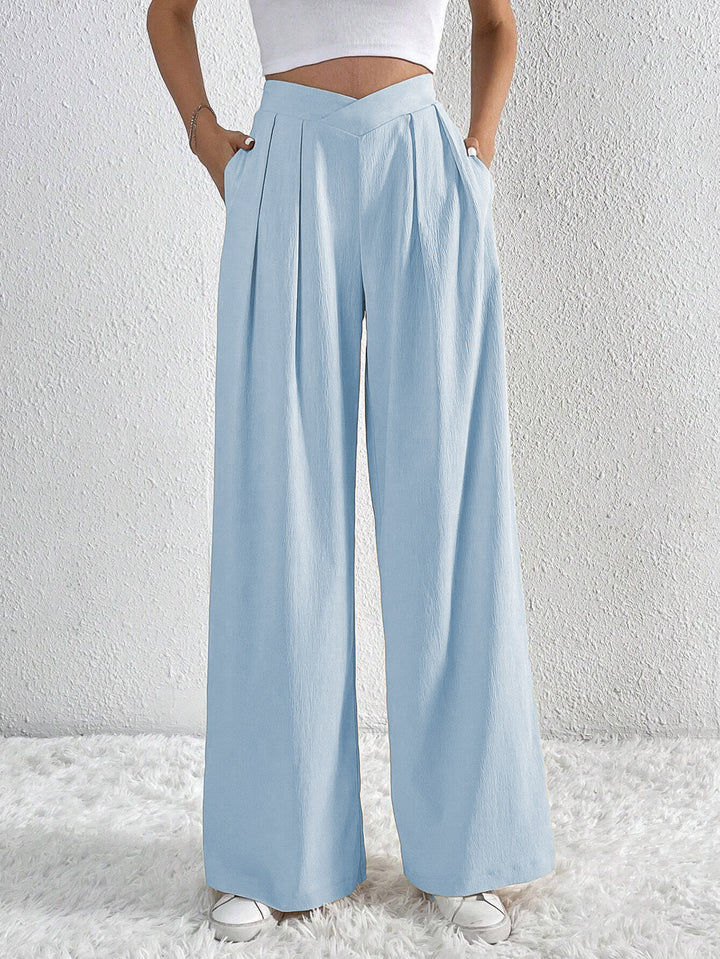 Damen hohe Bund Culotte-Hose mit Faltenlegung und weitem Bein – Avélisse