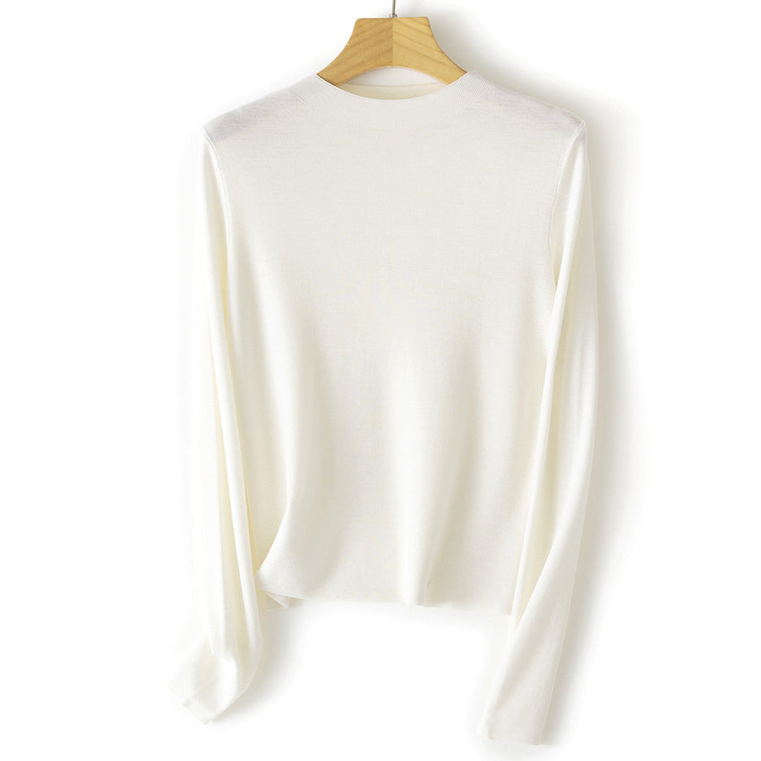 Damen Feinstrick-Pullover mit kurzem Stehkragen und schmaler Silhouette Echoarchiv