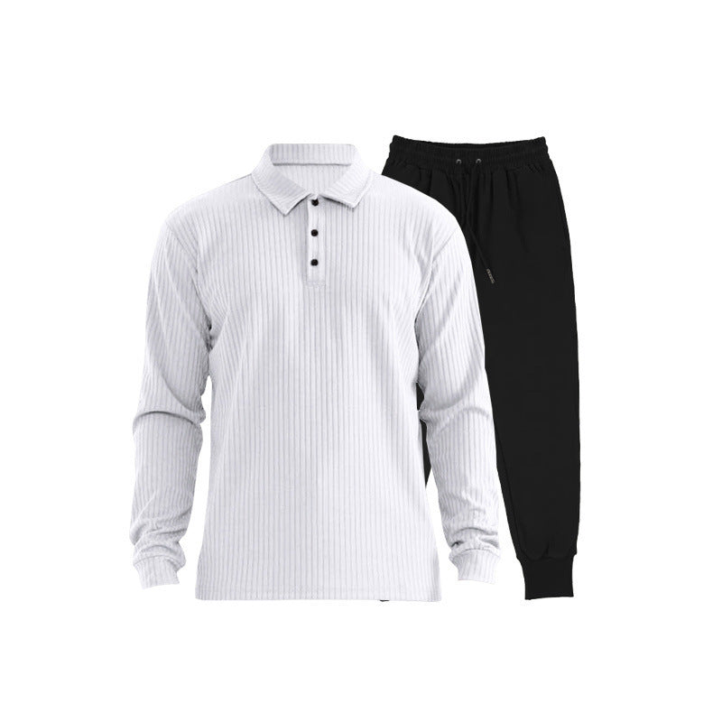 Herren Sportliches Langarm-Polo und Jogginghose Set Echoarchiv