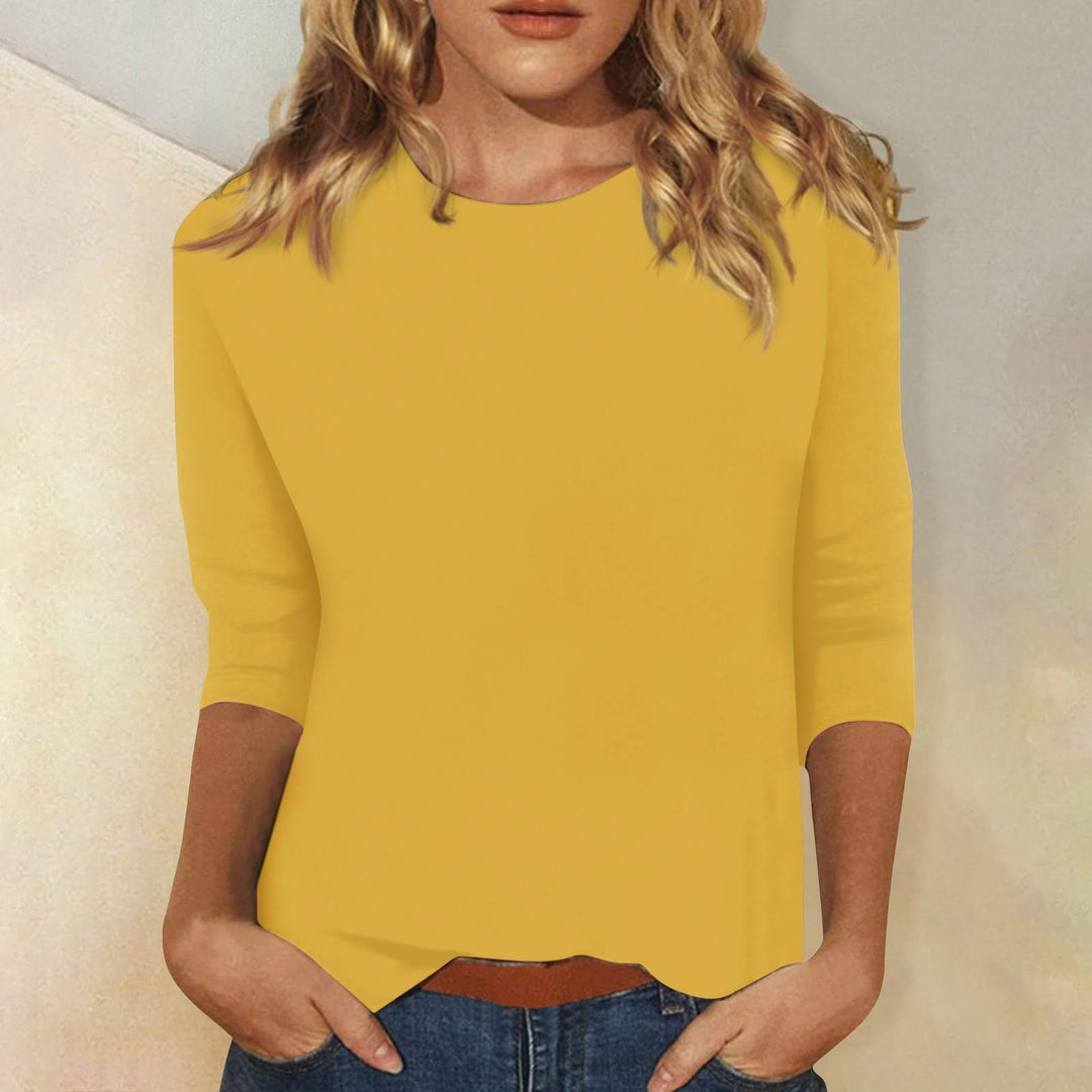 Damen Lockeres Baumwollshirt mit 3/4-Ärmeln Echoarchiv