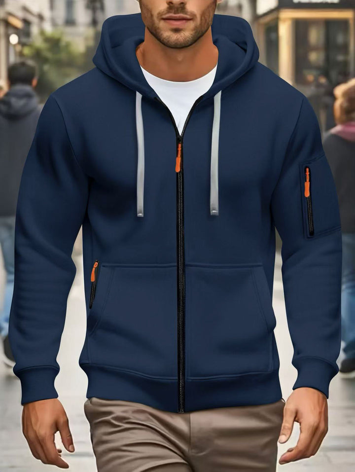 Herren sportliche Kapuzenjacke mit funktionalen Reißverschlusstaschen Echoarchiv
