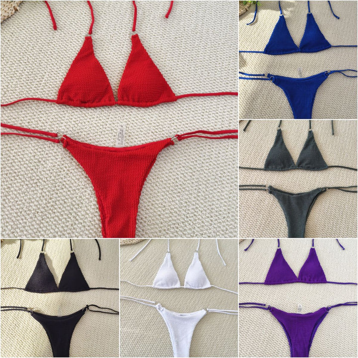 Damen Triangel-Bikini mit strukturiertem Gewebe und eleganten Ringverzierungen Echo Archiv