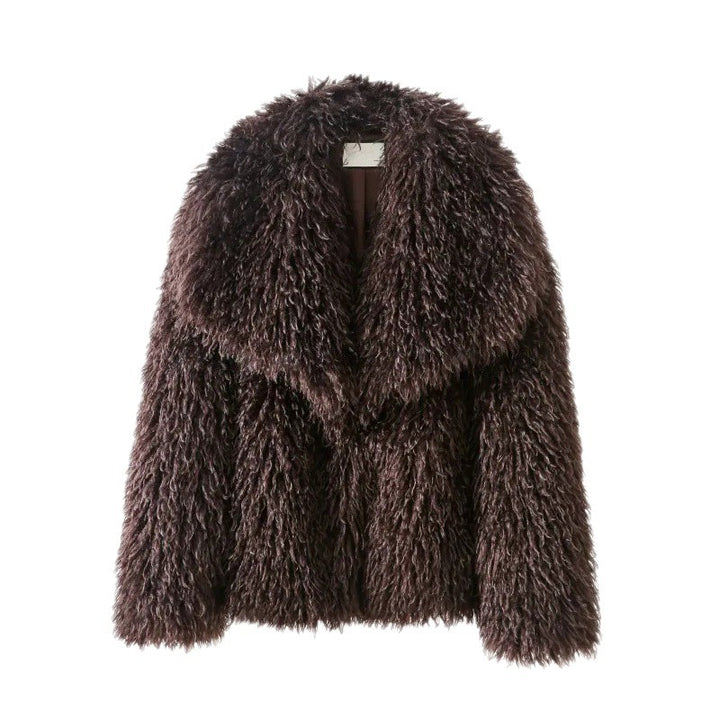 Damen Kurzjacke aus langflorigem Kunstpelz mit voluminösem Schalkragen Echo Archiv
