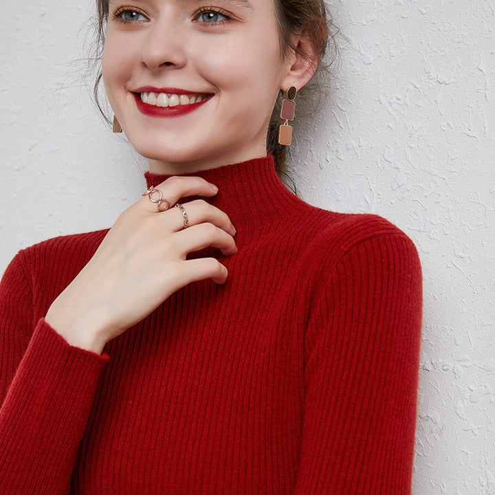 Damen Figurbetonter Feinstrick-Rollkragenpullover mit extrafeiner Rippenstruktur und kaschmirweicher Haptik Echoarchiv