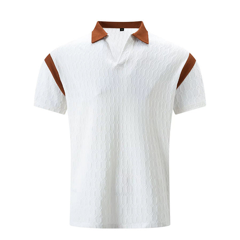 Herren modisches Kurzarm-Hemd mit strukturiertem Design und stylischen Kontrastdetails Echoarchiv