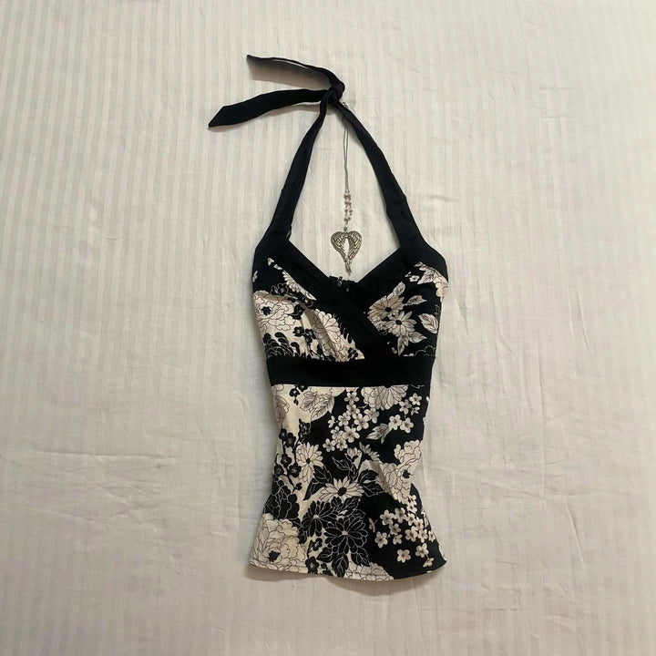 Damen elegantes Haltertop mit floralem Design Echo Archiv