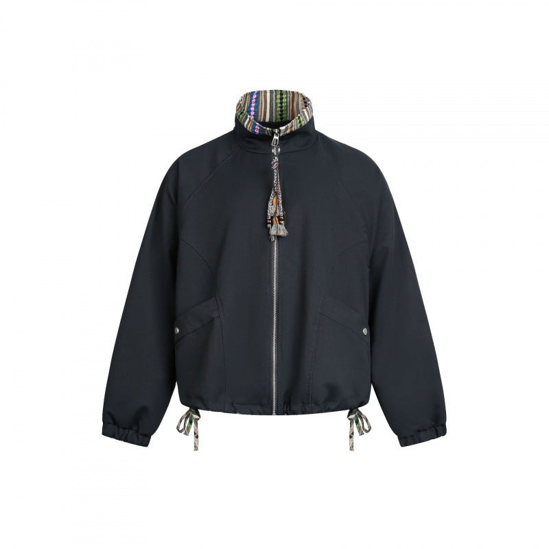 Damen Kurztaillierte Bomberjacke mit Stehkragen und gemustertem Innenfutter Echo Archiv