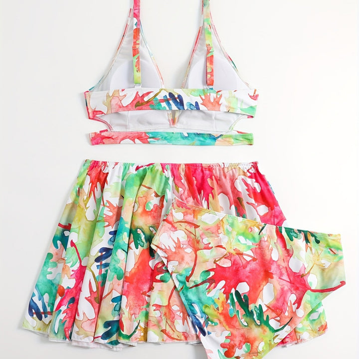 Damen Bikini-Set mit fließendem Rock und verspieltem Print Echo Archiv