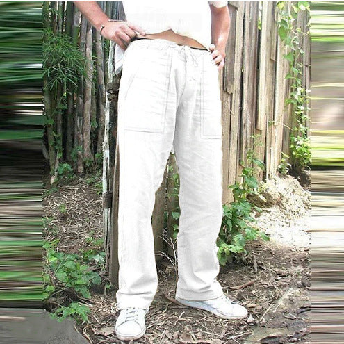 Herren entspannte Leinenhose mit praktischen Seitentaschen Echoarchiv