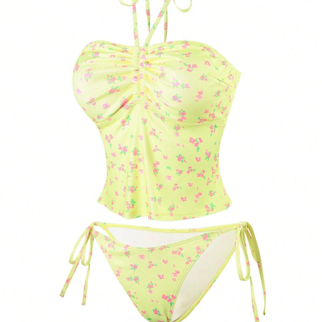 Damen Bandeau-Bikini mit floralem Design und verstellbaren Trägern Echo Archiv