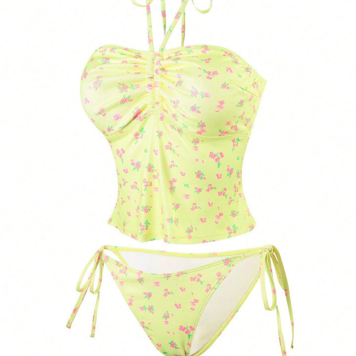 Damen Bandeau-Bikini mit floralem Design und verstellbaren Trägern Echo Archiv