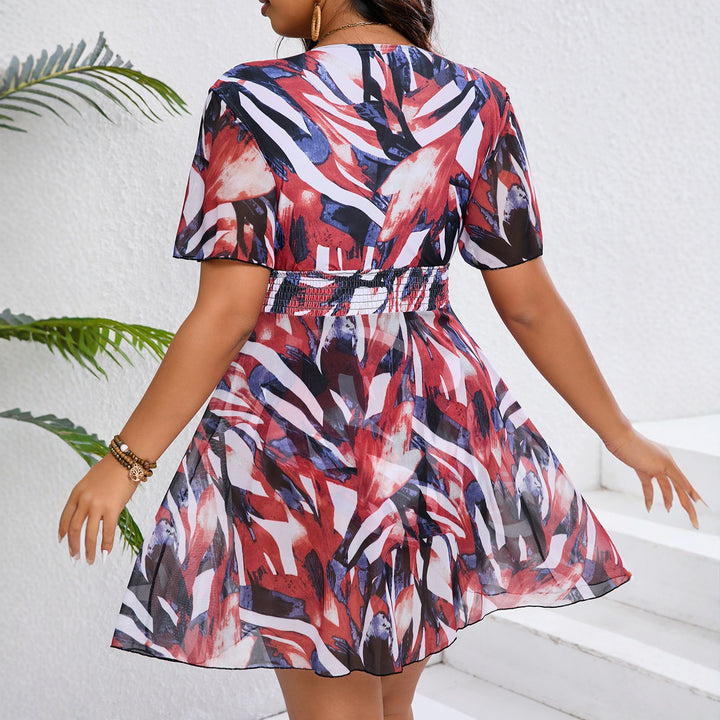 Damen Fließendes Strandkleid mit V-Ausschnitt und modischem Gummizug Echo Archiv