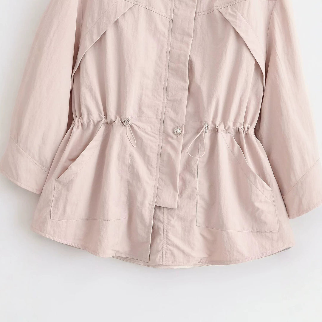 Damen Leichte Windjacke mit Tunnelzug-Taille und Ballonärmeln Echo Archiv