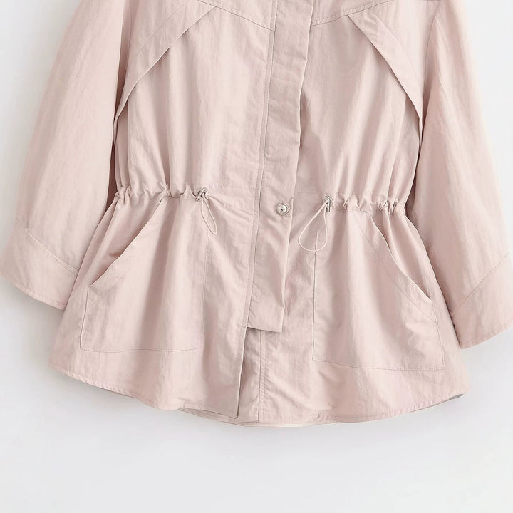 Damen Leichte Windjacke mit Tunnelzug-Taille und Ballonärmeln Echo Archiv