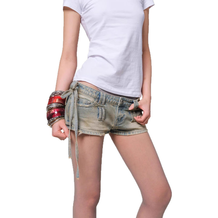Damen Stylish Denim-Shorts mit verstellbarem Bund Echo Archiv