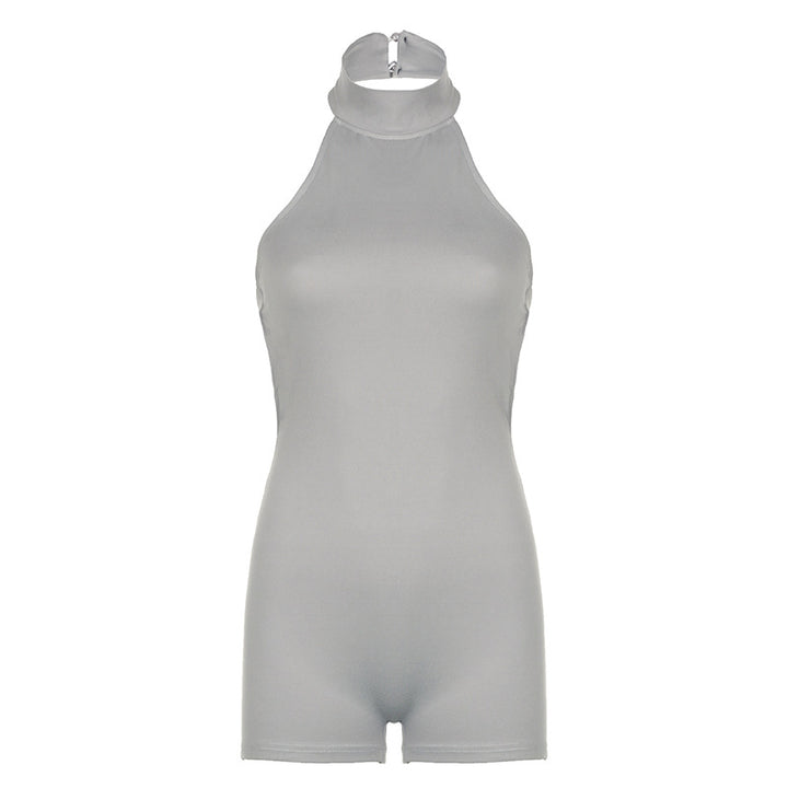 Damen figurbetonter Jumpsuit mit hohem Kragen und Reißverschluss Echo Archiv