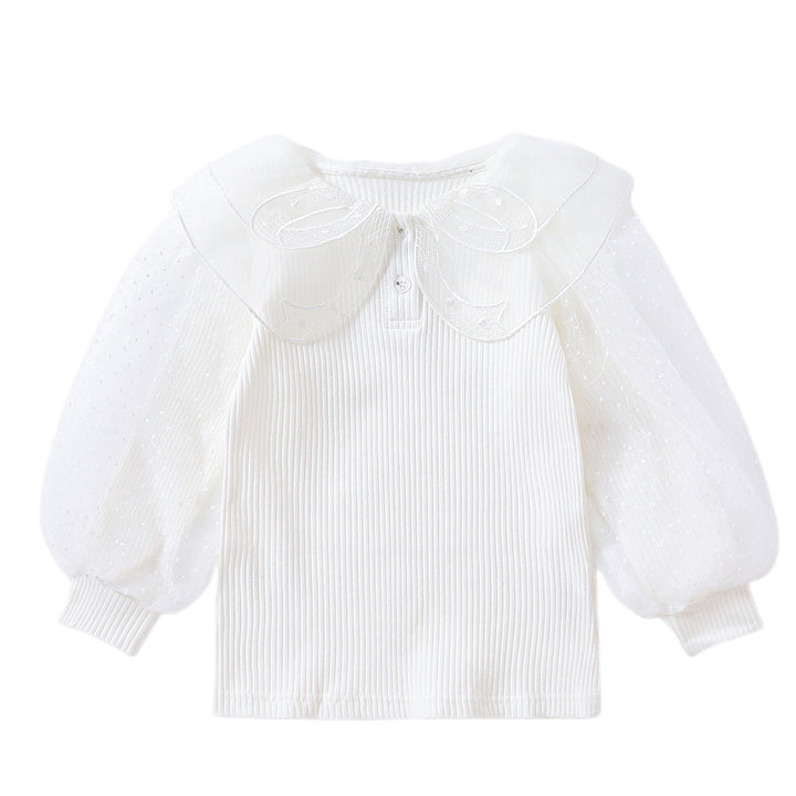 Damen elegante Bluse mit Puffärmeln und Spitzenkragen Echo Archiv