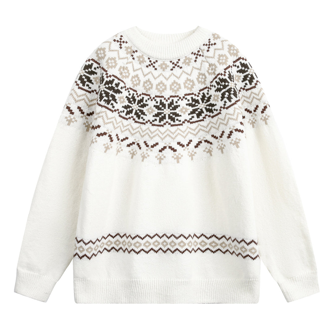 Damen Fair‑Isle Strickpullover im Norwegerstil mit Rundhals und überschnittener Schulter Echo Archiv