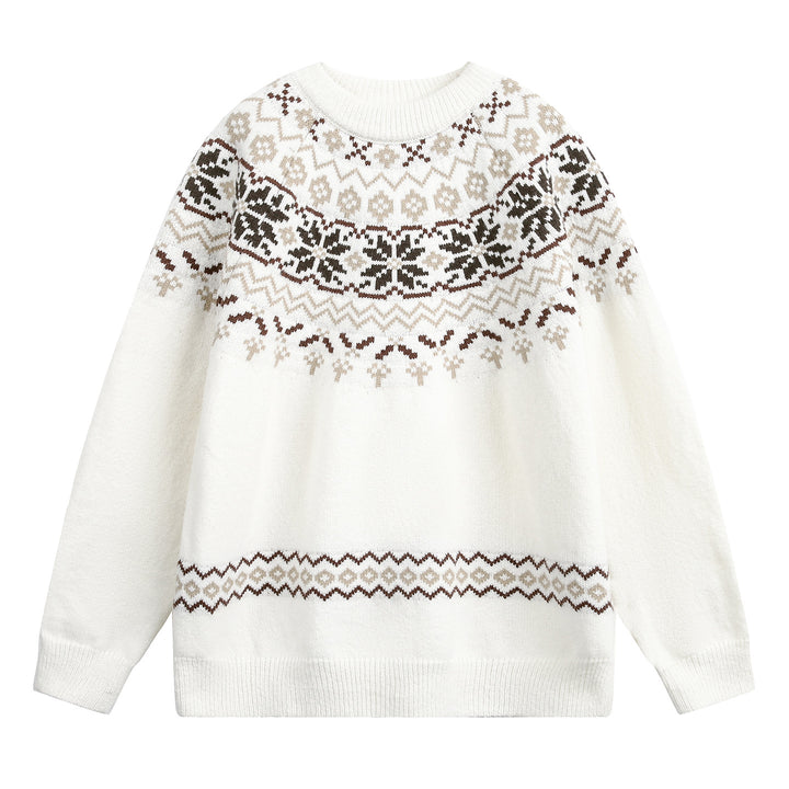 Damen Fair‑Isle Strickpullover im Norwegerstil mit Rundhals und überschnittener Schulter Echo Archiv