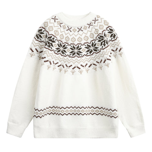 Damen Fair‑Isle Strickpullover im Norwegerstil mit Rundhals und überschnittener Schulter Echo Archiv