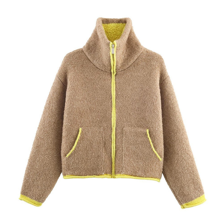 Damen nan kurze Fleecejacke mit hohem Stehkragen, durchgehendem Reißverschluss und aufgesetzten Taschen Echo Archiv