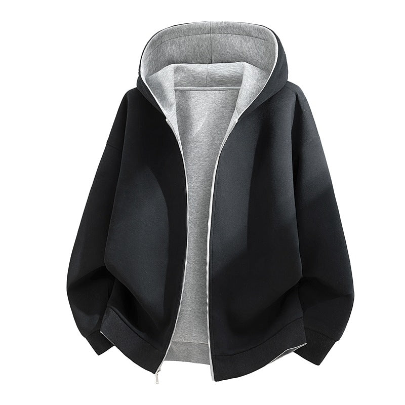 Unisex Oversize Zip-Hoodie mit zweifarbigem Innenfutter, Boxy-Schnitt & Zwei-Wege-Reißverschluss Echoarchiv