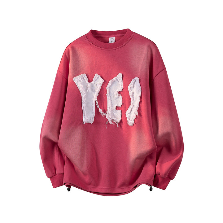 Damen Oversize-Sweatshirt mit gesticktem Schriftzug, abgerundetem Saum & überschnittener Schulter Echoarchiv