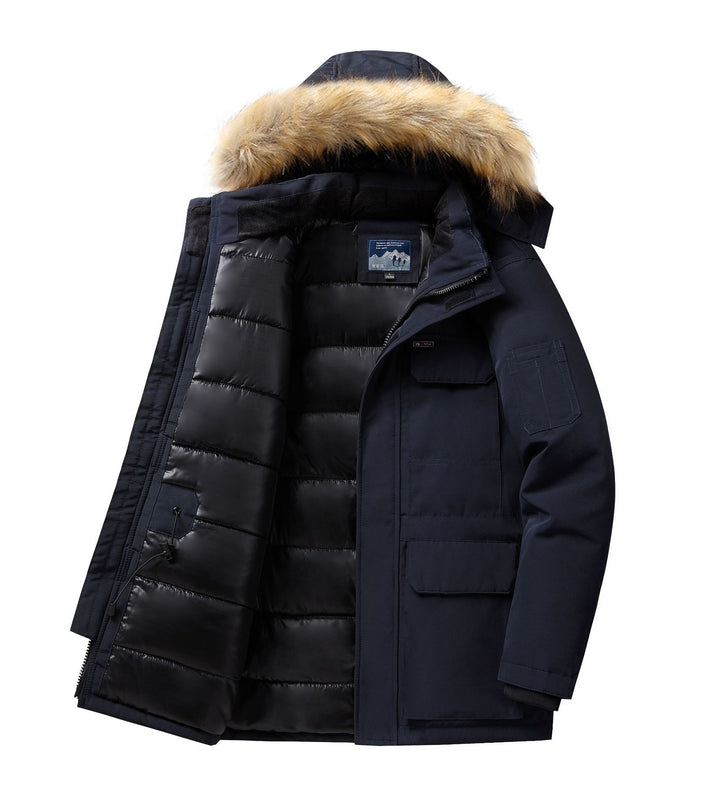 Herren Thermo-Parka mit abnehmbarer Kunstfellkapuze, winddicht und wasserabweisend – Marzano