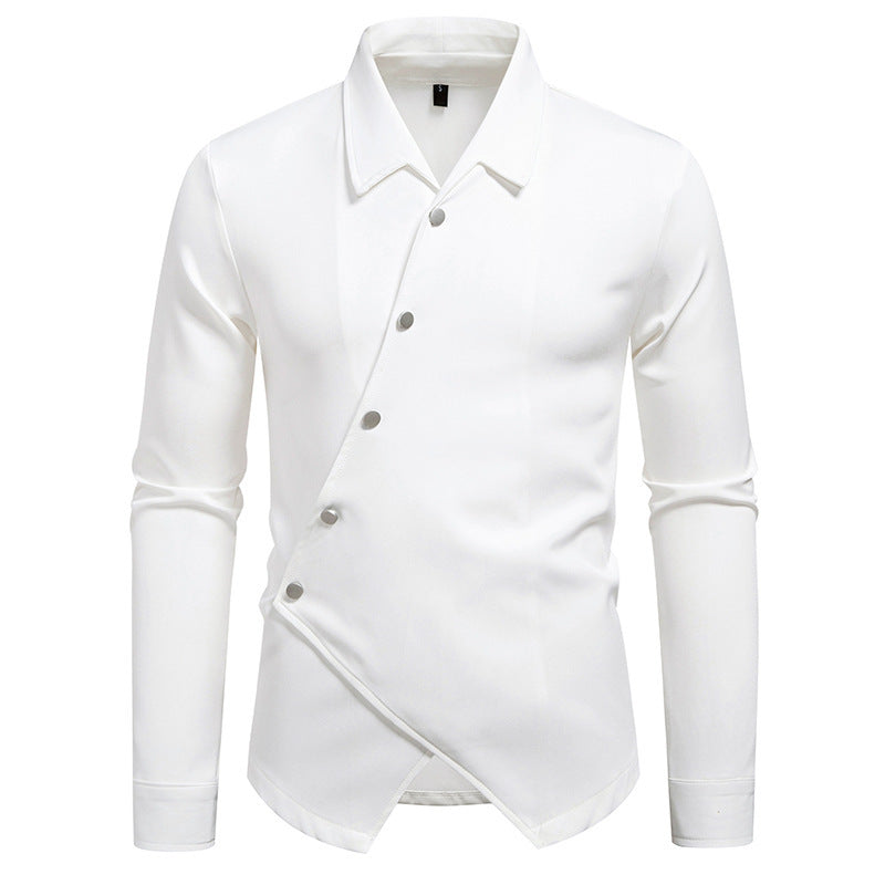 Herren modisches Langarmhemd mit asymmetrischem Knopfdesign Echoarchiv