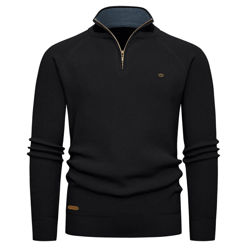 Herren Strickpullover mit Stehkragen und Reißverschluss Echoarchiv