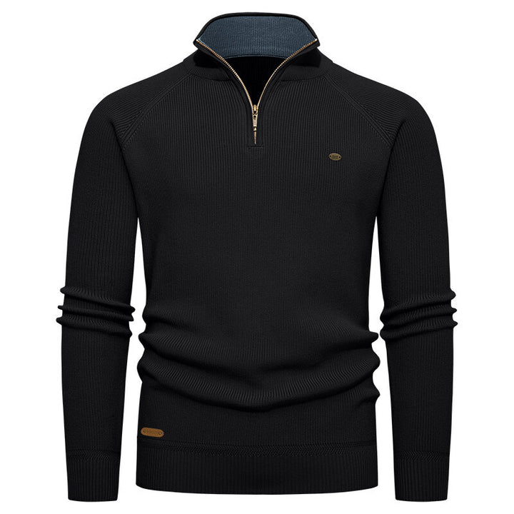 Herren Strickpullover mit Stehkragen und Reißverschluss Echoarchiv