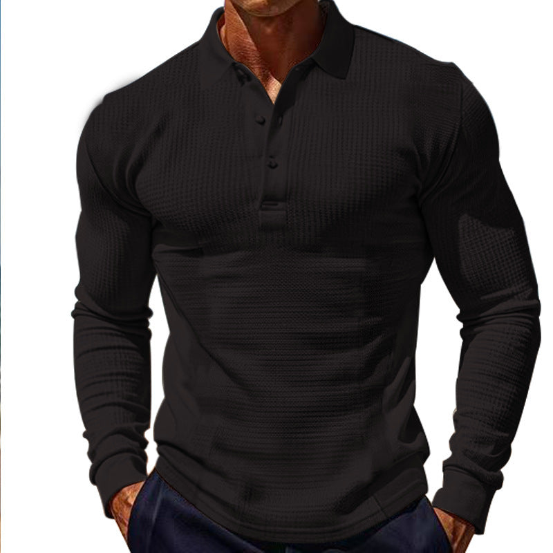 Herren langärmliges Polohemd mit strukturiertem Design Echoarchiv