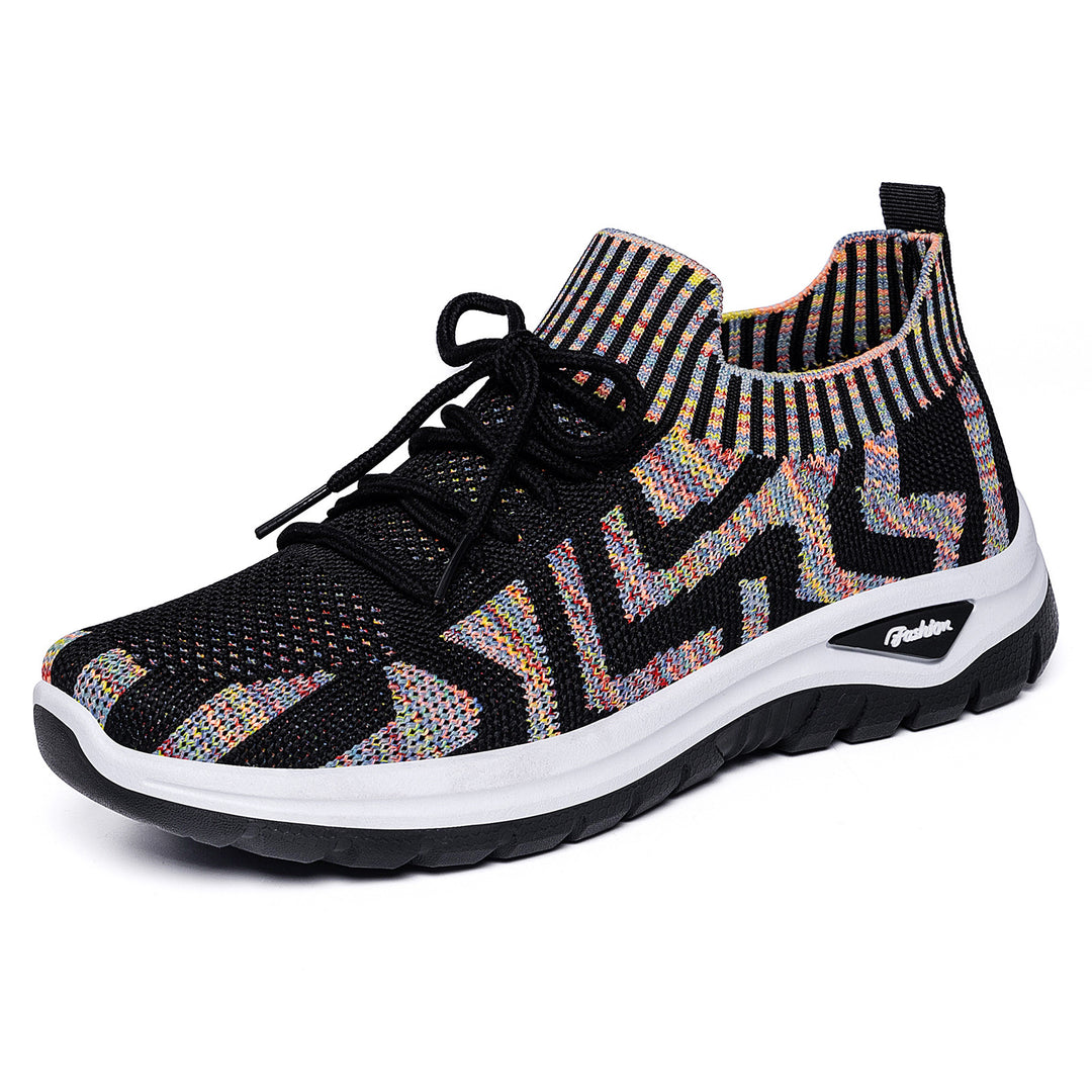Damen nan gestrickter Sockensneaker mit Jacquard-Muster, elastischem Schaft, integrierter Schnürung und stoßdämpfender Profilsohle Echo Archiv