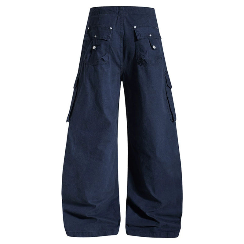 Damen weite High-Waist Cargo-Hose mit Tunnelzugbund und großen Klapptaschen Echoarchiv