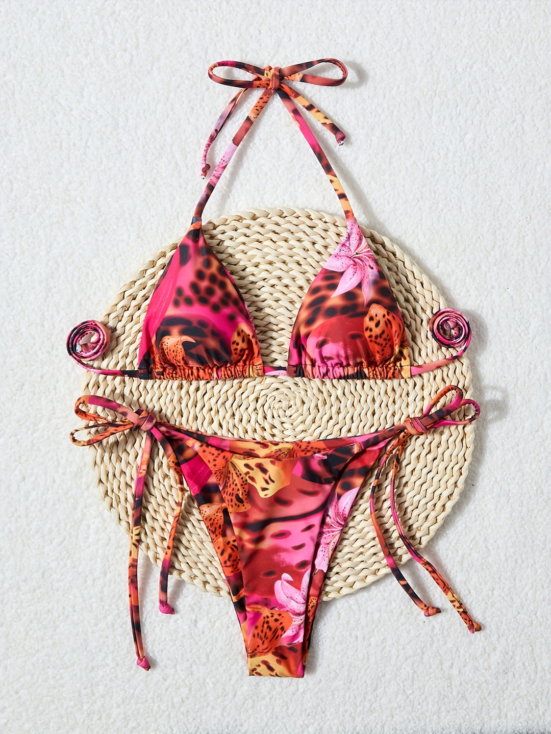 Damen Triangel-Bikini mit verstellbaren Bindebändern und animalischem Muster Echo Archiv