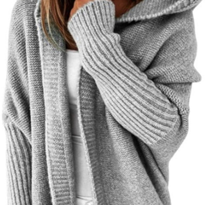 Damen Longline Kapuzen-Strickcardigan mit offener Front – Veloura