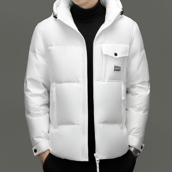 Herren Modische gesteppte Winterjacke mit Kapuze Echoarchiv