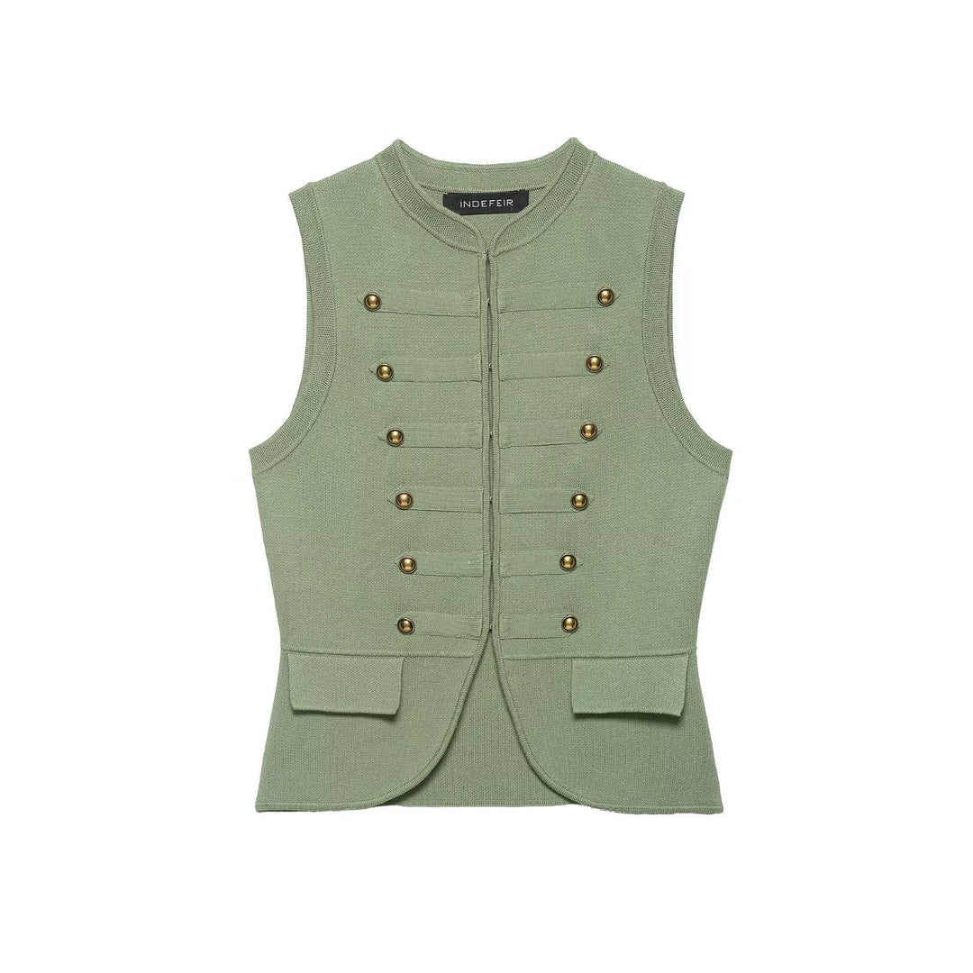 Damen raffinierte Utility-Weste im Militärstil mit Knopfdetails Echo Archiv