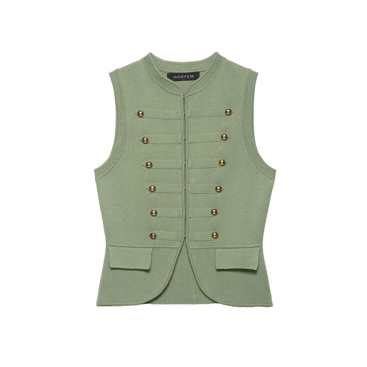 Damen raffinierte Utility-Weste im Militärstil mit Knopfdetails Echo Archiv